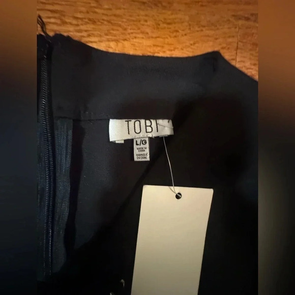 Toby women’s black short sleeve lace up mini dress business casual formal large - Picture 3 of 4